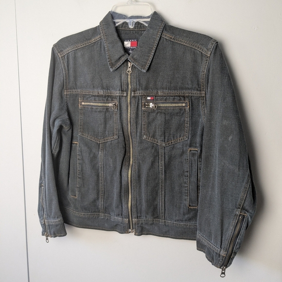 TOMMY HILFIGER Vintage Jeans Jacket Women Size M 100% Cotton Full Zip Closure - Picture 1 of 11